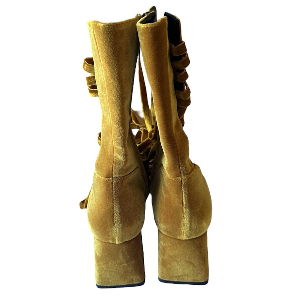 ZIMMERMANN Lace-Up Velvet Ankle Boots - Mustard BRAND NEW Size 40 - Picture 5 of 12